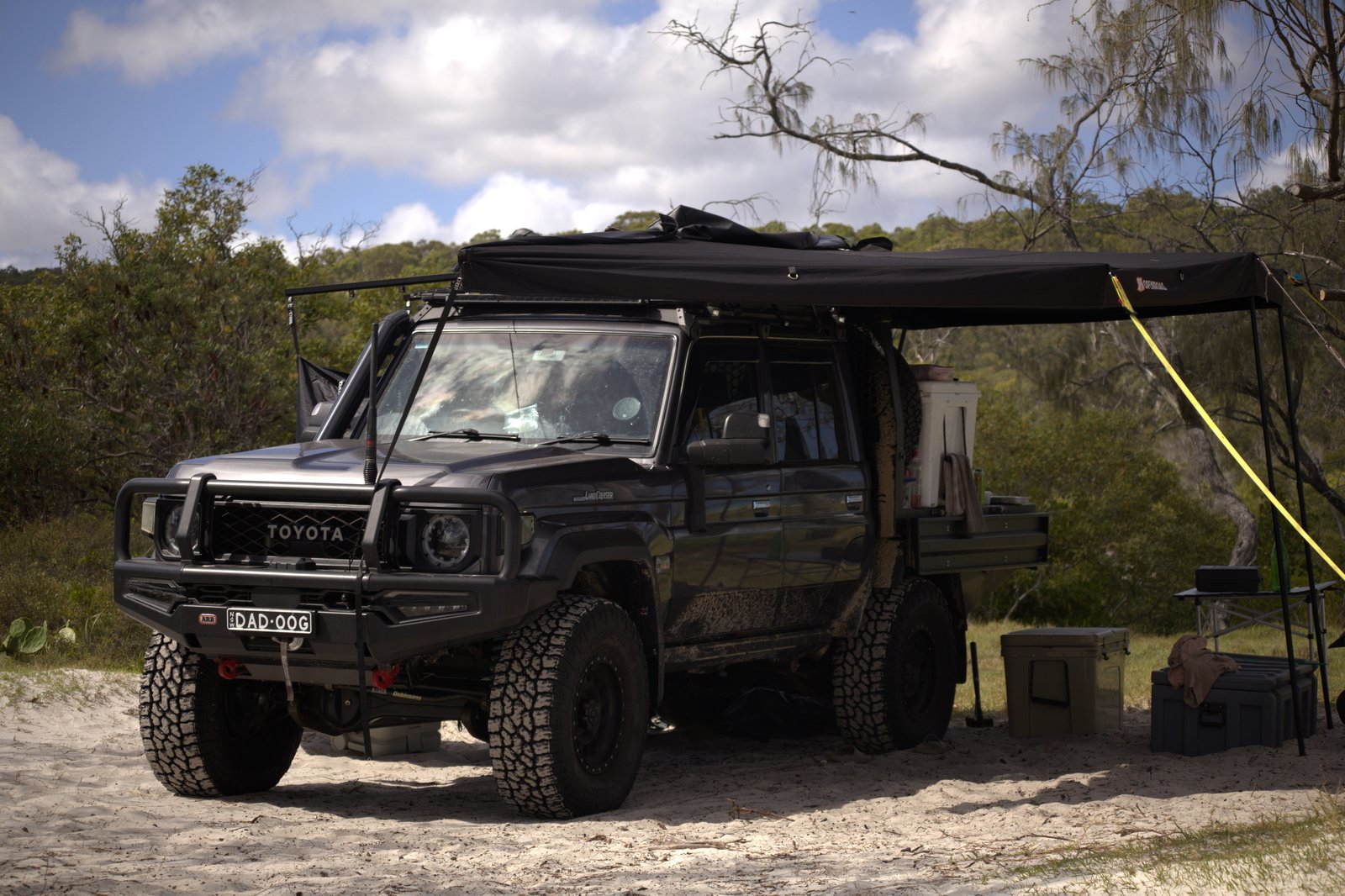 dadoog campsite setup with 79 Series and awning